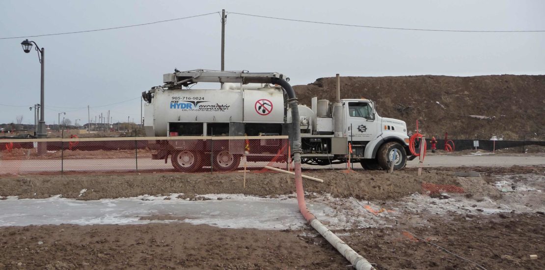 Construction area with service vehicle