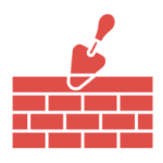 Red brick wall with trowel icon